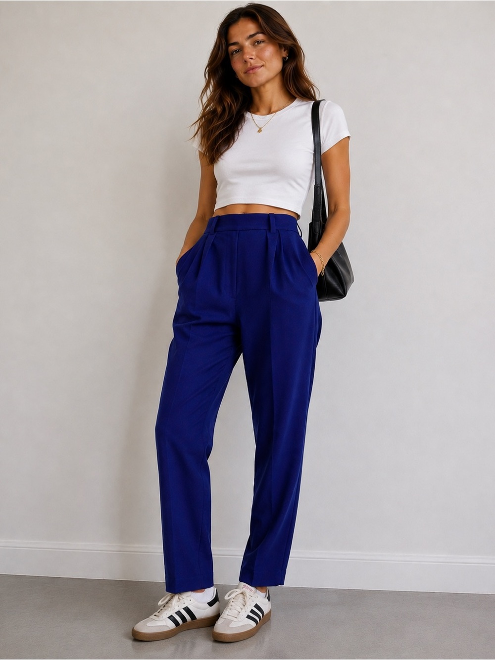 Vintage Purple Womens High Waist Wool Blend Trousers Pants 29x30.5